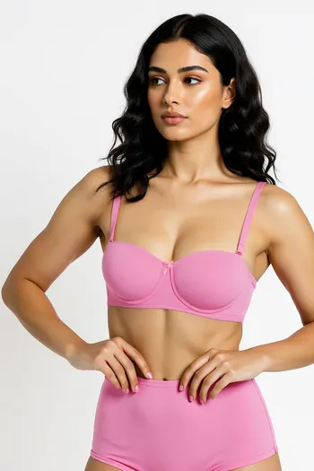 Buy Zivame Beautiful Basics Padded Wired 3/4th Coverage Strapless Bra - Ibis Rose